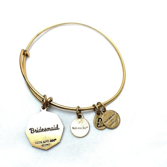 Alex and Ani Bridesmaid Charm Bracelet - Gold Finish, Expands 2"- 3.5" - Picture 2 of 2